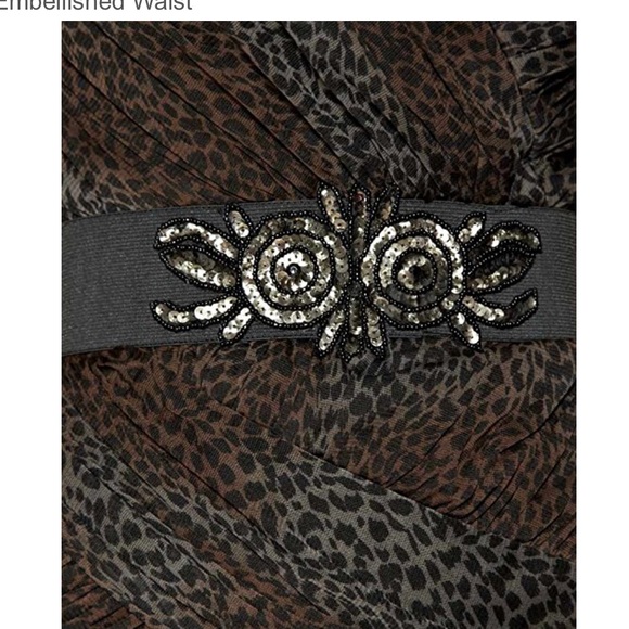 Mesh bandeau leopard print dress with waist detail - Picture 3 of 4